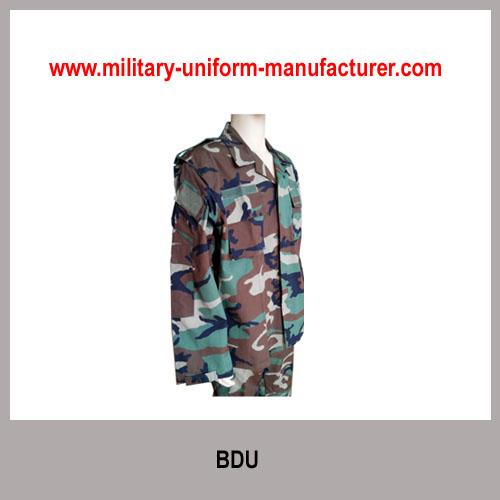 Military Woodland Camouflage Polyester Cotton Battle Dress Uniform for