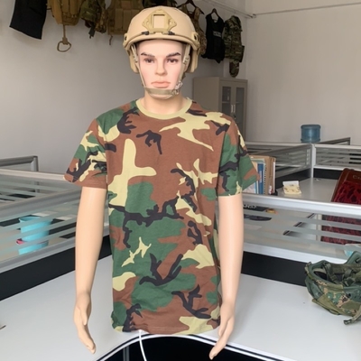 Breathable Camouflage Military T-Shirt Polyester Or Mixed Pattern Camouflage Moisture Wicking