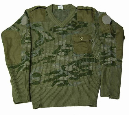 Sleeve Length Long Sleeve Military Sweater with Solid Pattern and Ribbed Cuffs And Hem