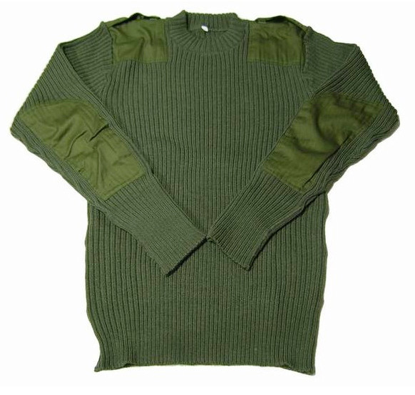 Sleeve Length Long Sleeve Military Sweater with Solid Pattern and Ribbed Cuffs And Hem